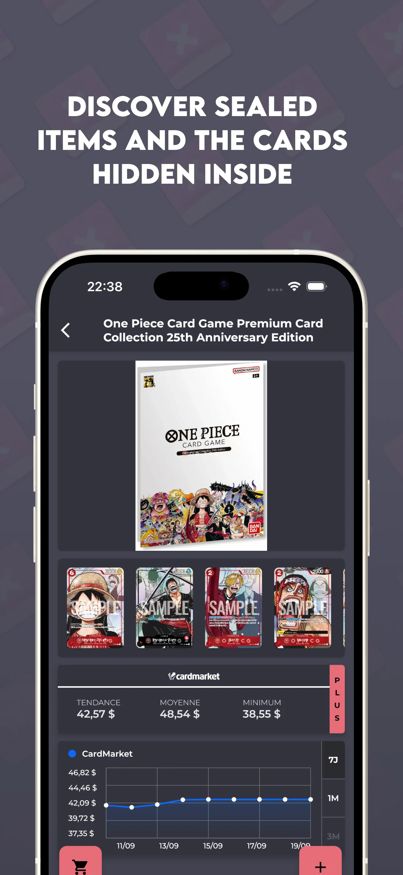 OP.TCG app screen: filters