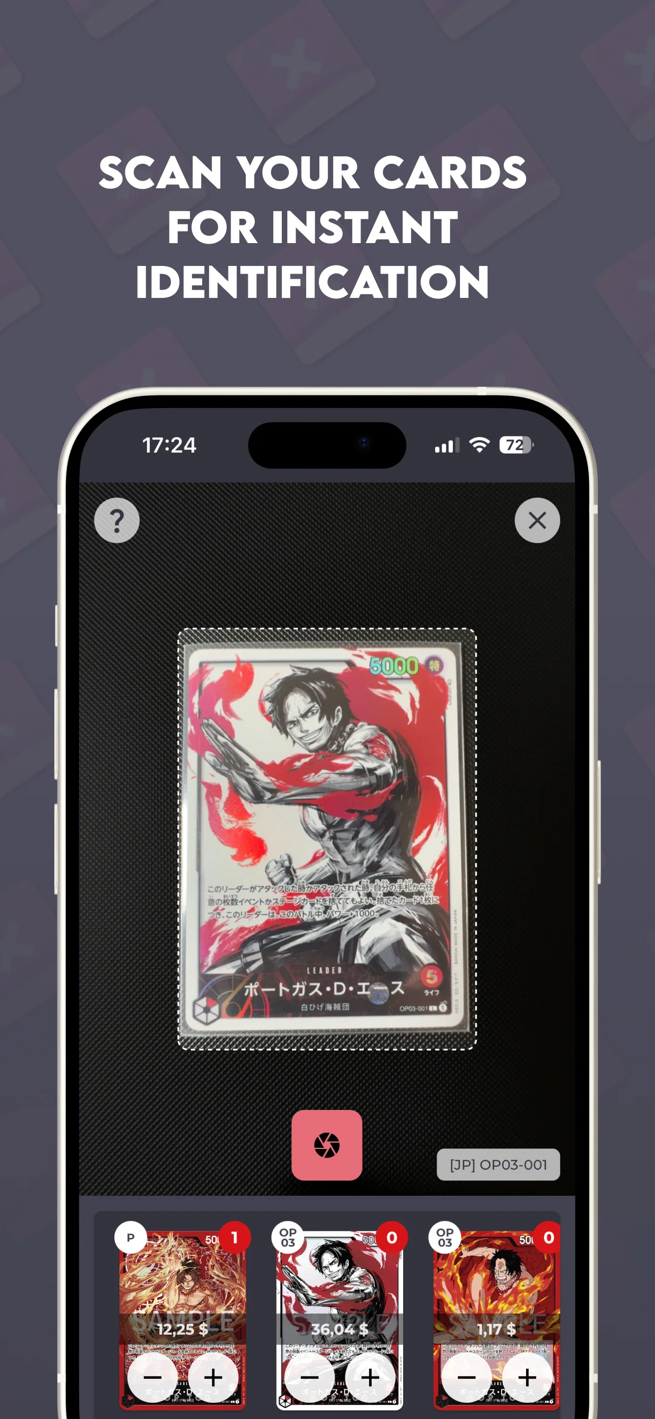 OP.TCG app screen: profile